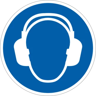 Hallásvédő használata kötelező! matrica (ISO 7010-M003 piktogram)