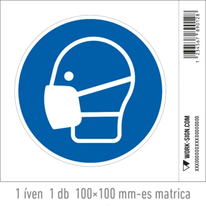 Porvédő maszk használata kötelező! matrica (ISO 7010-M016 piktogram)