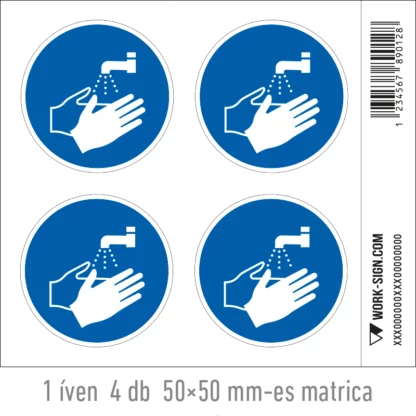 Kézmosás kötelező! matrica (ISO 7010-M011 piktogram)