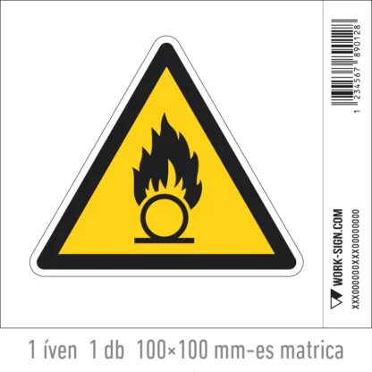 Oxidáló anyag matrica (ISO 7010-W028 piktogram)