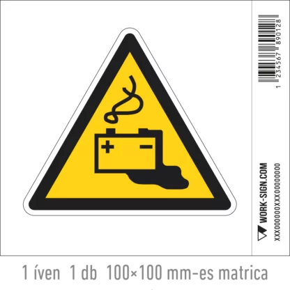 Akkumulátorhelyiség matrica (ISO 7010-W026 piktogram)