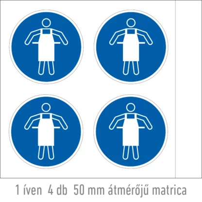 Védőkötény használata kötelező! matrica (ISO 7010-M026 piktogram)