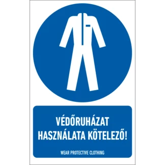 Védőkötény használata kötelező! matrica / tábla (ISO 7010-M026 piktogram + felirat)