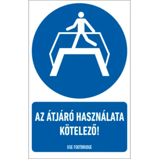 Az átjáró használata kötelező! matrica / tábla (ISO 7010-M023 piktogram + felirat)