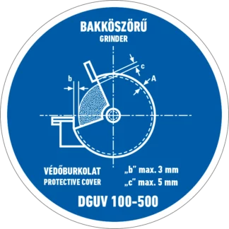 A bakköszörű védőburkolatát gondosan állítsa be! matrica (piktogram)