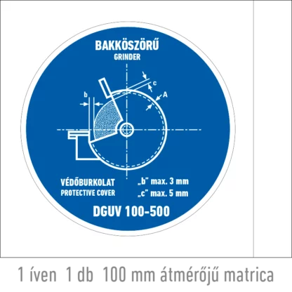 A bakköszörű védőburkolatát gondosan állítsa be! matrica (piktogram)