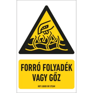 Forró folyadék vagy gőz matrica / tábla (piktogram + felirat)