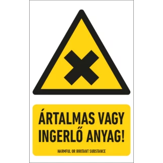 Ártalmas vagy ingerlő anyag! matrica / tábla (piktogram + felirat)