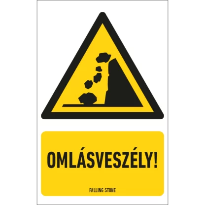 Omlásveszély! matrica / tábla (piktogram + felirat)