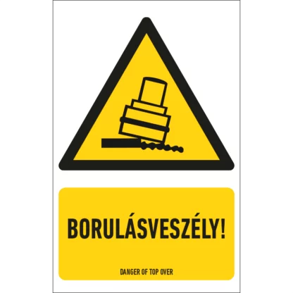 Borulásveszély! matrica / tábla (piktogram + felirat)