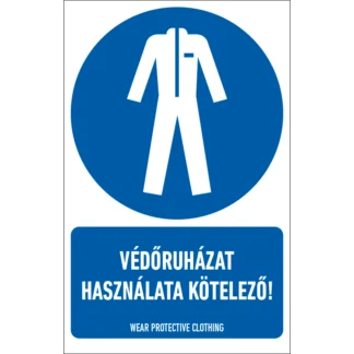 Védőkötény használata kötelező! matrica / tábla (ISO 7010-M026 piktogram + felirat)