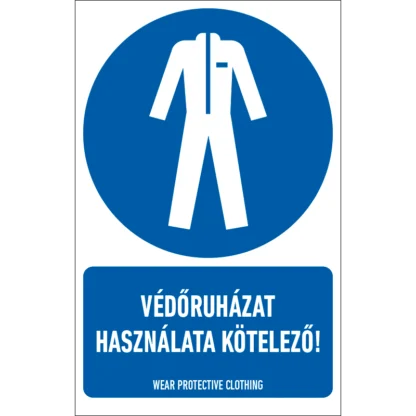 Védőkötény használata kötelező! matrica / tábla (ISO 7010-M026 piktogram + felirat)