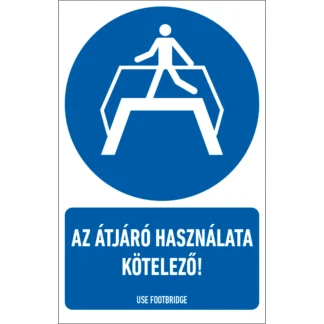 Az átjáró használata kötelező! matrica / tábla (ISO 7010-M023 piktogram + felirat)