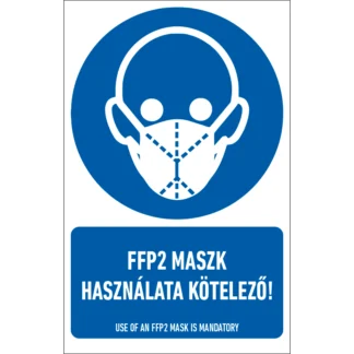 FFP2 maszk használata kötelező! matrica / tábla (piktogram + felirat)