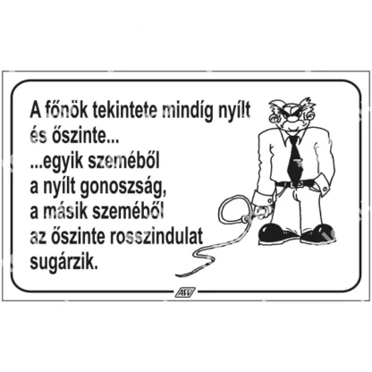 A főnök tekintete mindig nyílt és őszinte … matrica / tábla