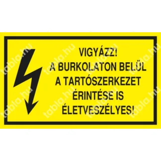 Vigyázz! A burkolaton belül a tartószerkezet érintése is életveszélyes! matrica