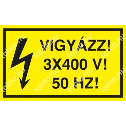 Vigyázz! 3x400 V! 50 Hz! matrica