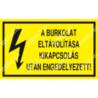 A burkolat eltávolítása kikapcsolás után engedélyezett! matrica / tábla