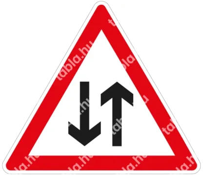 Szembejövő forgalom KRESZ közlekedési tábla