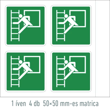 Vészhelyzeti ablak menekülési létrával matrica / tábla (ISO 7010-E016 piktogram)