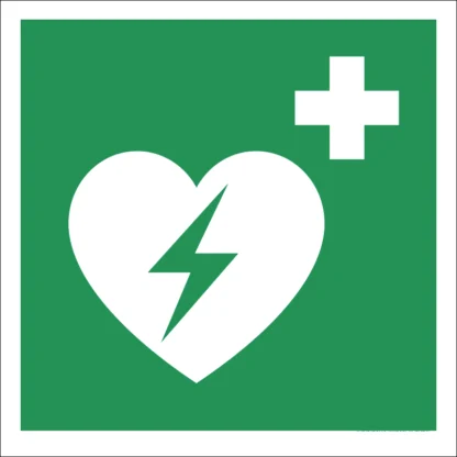 Defibrillátor matrica / tábla (ISO 7010-E010 piktogram)