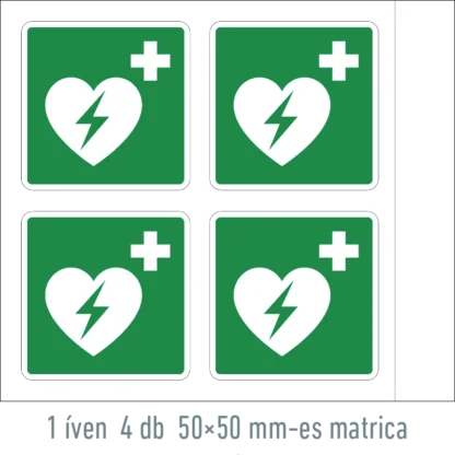 Defibrillátor matrica / tábla (ISO 7010-E010 piktogram)