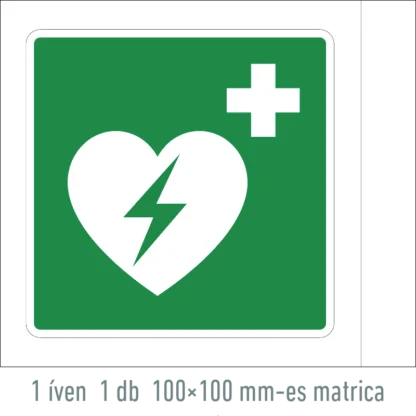 Defibrillátor matrica / tábla (ISO 7010-E010 piktogram)