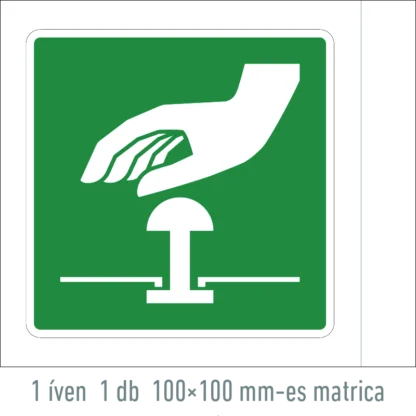 Vészhelyzeti megállító gomb matrica / tábla (ISO 7010-E020 piktogram)