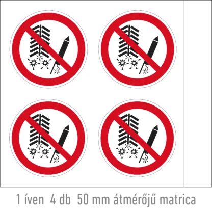 Tűzijáték használata tilos! matrica (ISO 7010-P040 piktogram)