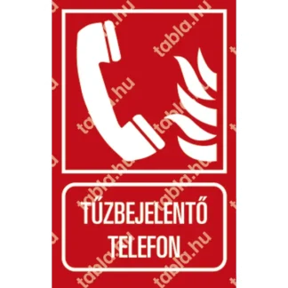 Tűzjelző telefon matrica / tábla (ISO 7010-F006 piktogram + felirat)