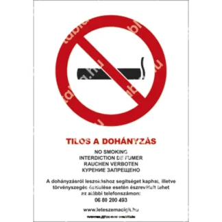 Tilos a dohányzás (5 nyelvű