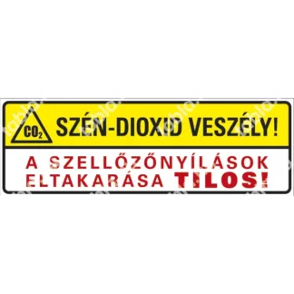 Szén-dioxid-veszély! A szellőzőnyílások eltakarása tilos! matrica (felirat)