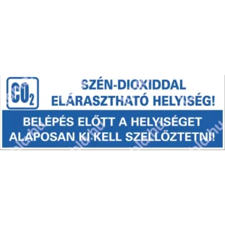 Szén-dioxiddal elárasztható helyiség! Belépés előtt a helyiséget alaposan ki kell szellőztetni! matrica (felirat)