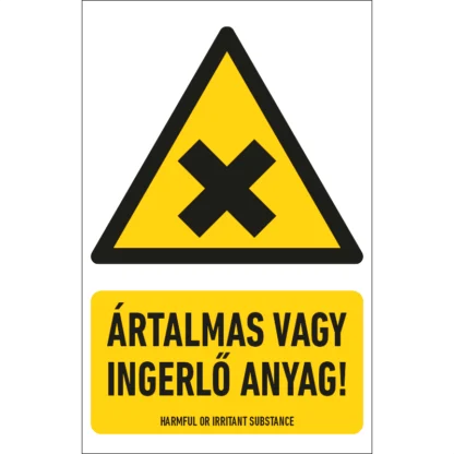 Ártalmas vagy ingerlő anyag! matrica / tábla (piktogram + felirat)