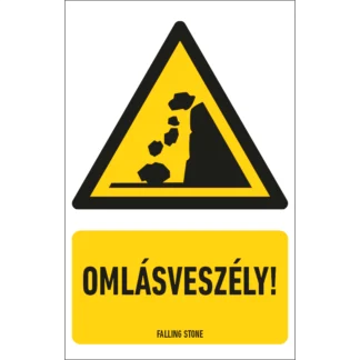 Omlásveszély! matrica / tábla (piktogram + felirat)