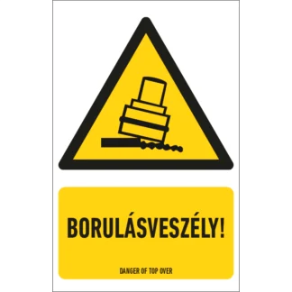 Borulásveszély! matrica / tábla (piktogram + felirat)