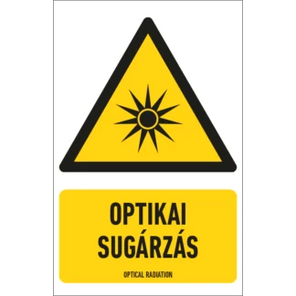 Optikai sugárzás matrica / tábla (ISO 7010-W027 piktogram + felirat)