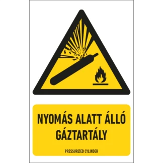 Nyomás alatt álló gáztartály matrica / tábla (ISO 7010-W029 piktogram + felirat)