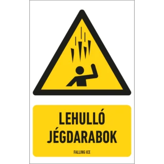 Lehulló jégdarabok matrica / tábla (ISO 7010-W039 piktogram + felirat)