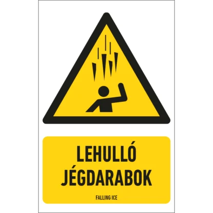 Lehulló jégdarabok matrica / tábla (ISO 7010-W039 piktogram + felirat)