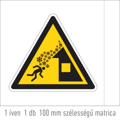 Tetőről lecsúszó hó matrica (ISO 7010-W040 piktogram)