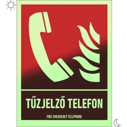 Tűzjelző telefon matrica / tábla (ISO 7010-F006 piktogram + felirat)