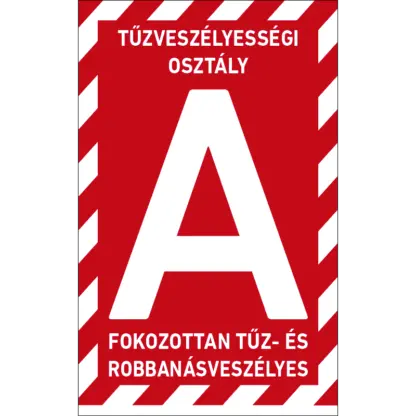 A tűzveszélyességi osztályba sorolt helyiség matrica / tábla (felirat)