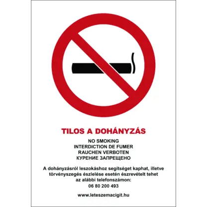 Tilos a dohányzás (5 nyelvű