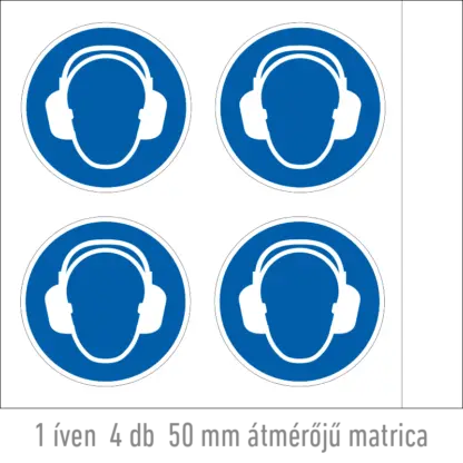 Hallásvédő használata kötelező! matrica (ISO 7010-M003 piktogram)