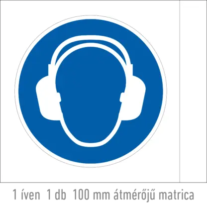 Hallásvédő használata kötelező! matrica (ISO 7010-M003 piktogram)