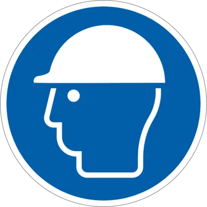 Fejvédő használata kötelező! matrica (ISO 7010-M014 piktogram)