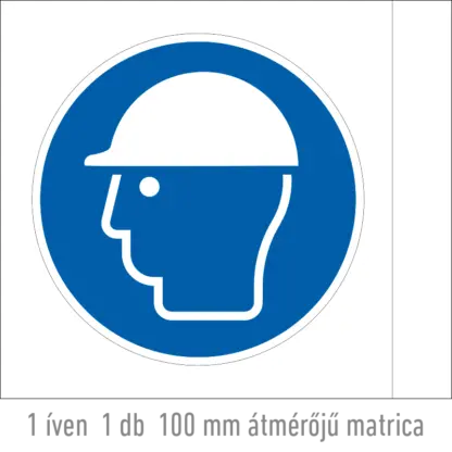 Fejvédő használata kötelező! matrica (ISO 7010-M014 piktogram)