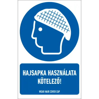 Hajsapka használata kötelező! matrica / tábla (piktogram + felirat)