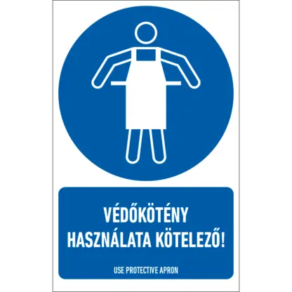 Védőkötény használata kötelező! matrica / tábla (ISO 7010-M026 piktogram + felirat)